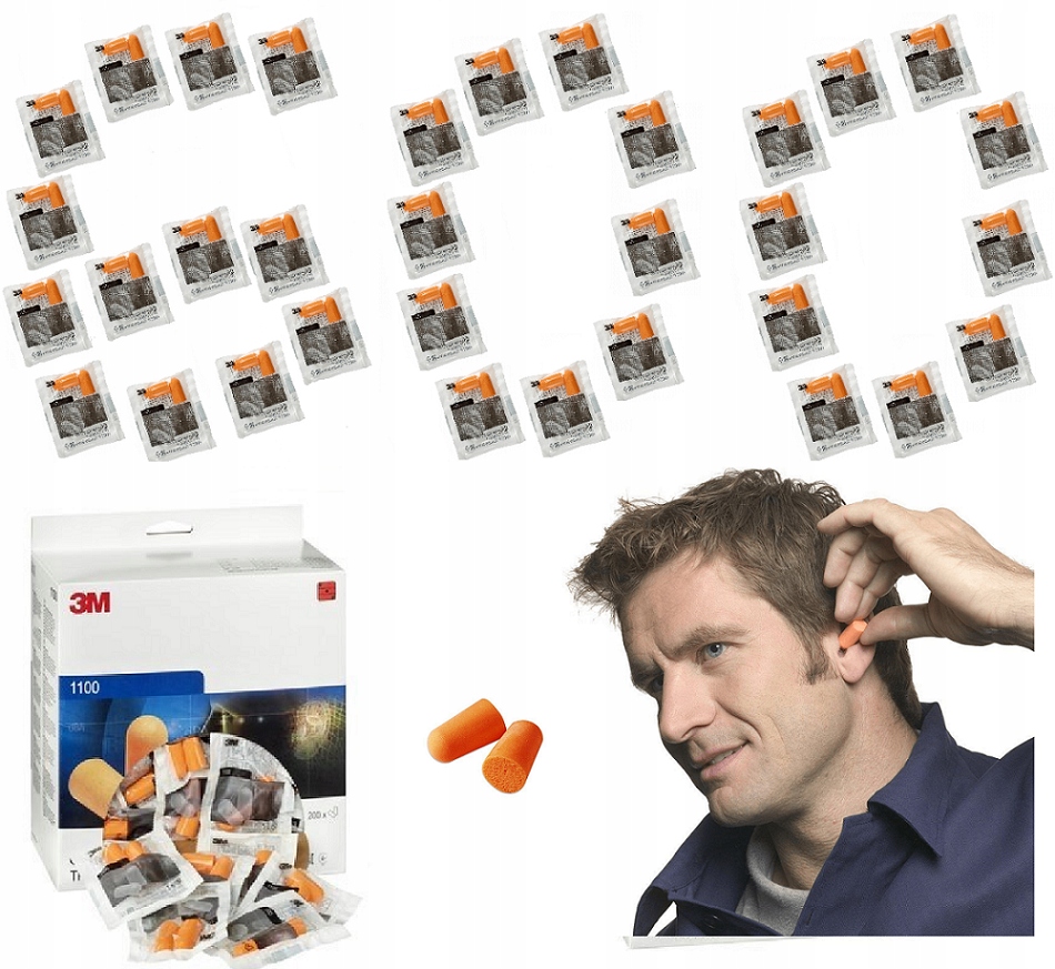 Zatyczki Stopery do uszu 3M 1100 Wkładki 600par