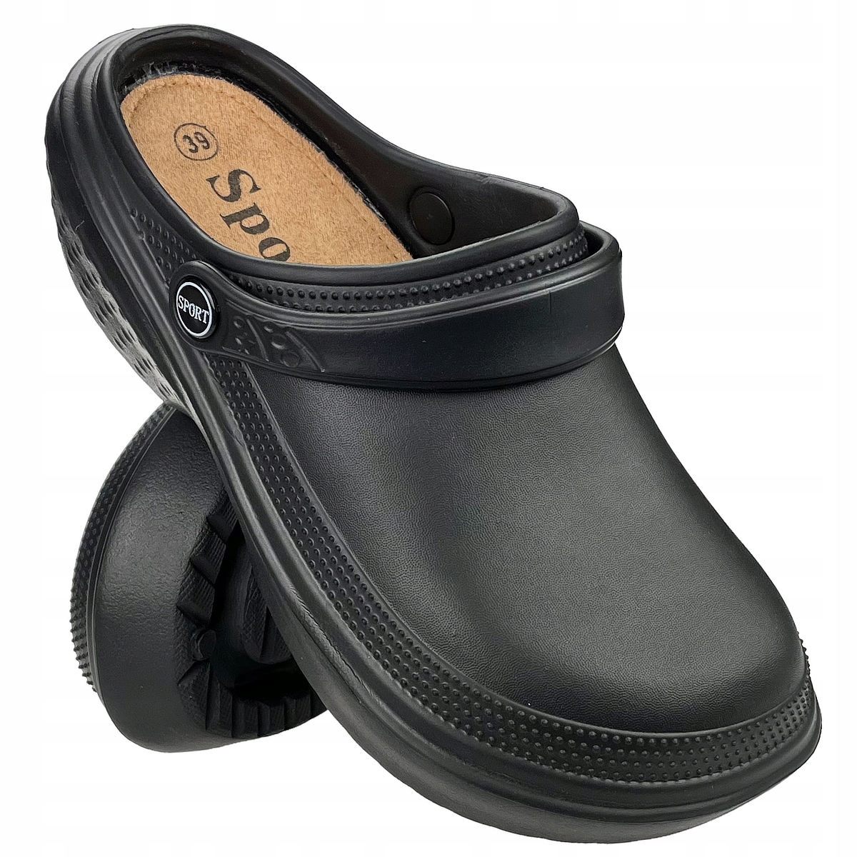 Chodaki Maden piankowe wodoodporne medyczne pełne z paskiem czarne 37