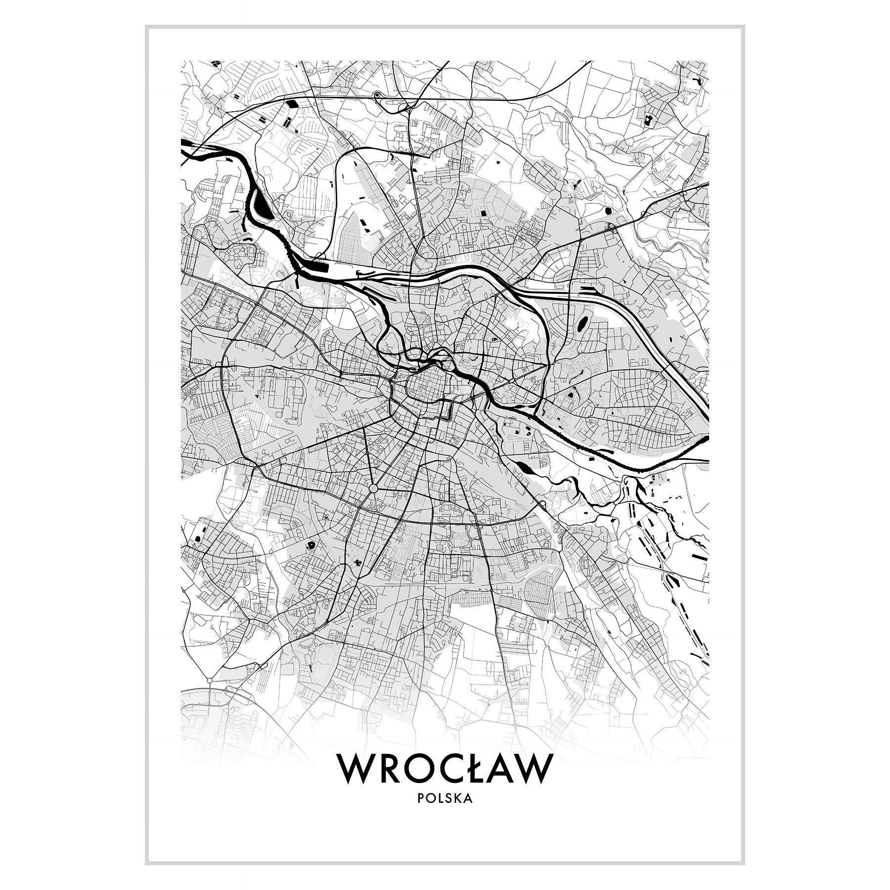 

Plakat 50x70 Mapa Wrocław Kolor czarno-biały