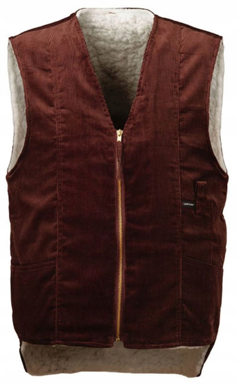 Kamizelka sztruksowa futerko ocieplacz, brązowa rozmiar XL Craftland