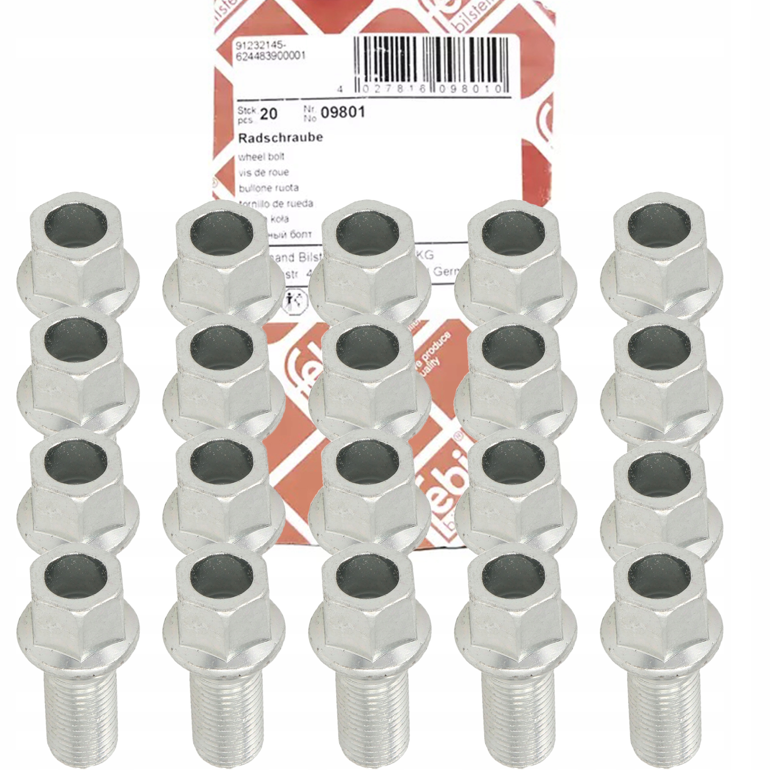 

20X Febi Szpilka Śruba Koła 09801 Vw Seat Audi