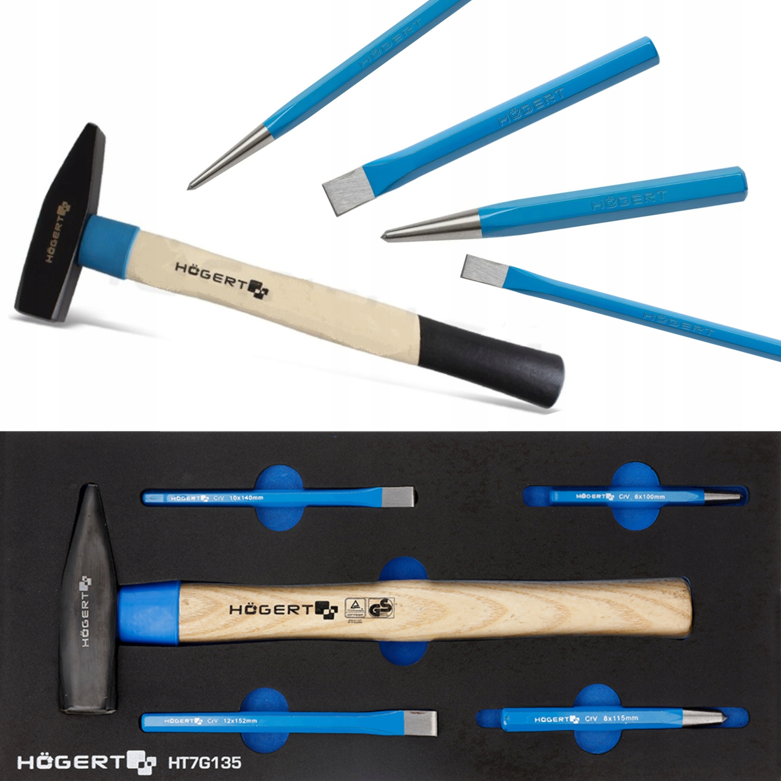 WKŁAD ZESTAW MŁOTEK+PRZECINAKI 5EL HOGERT HT7G135 Kod producenta HT7G135