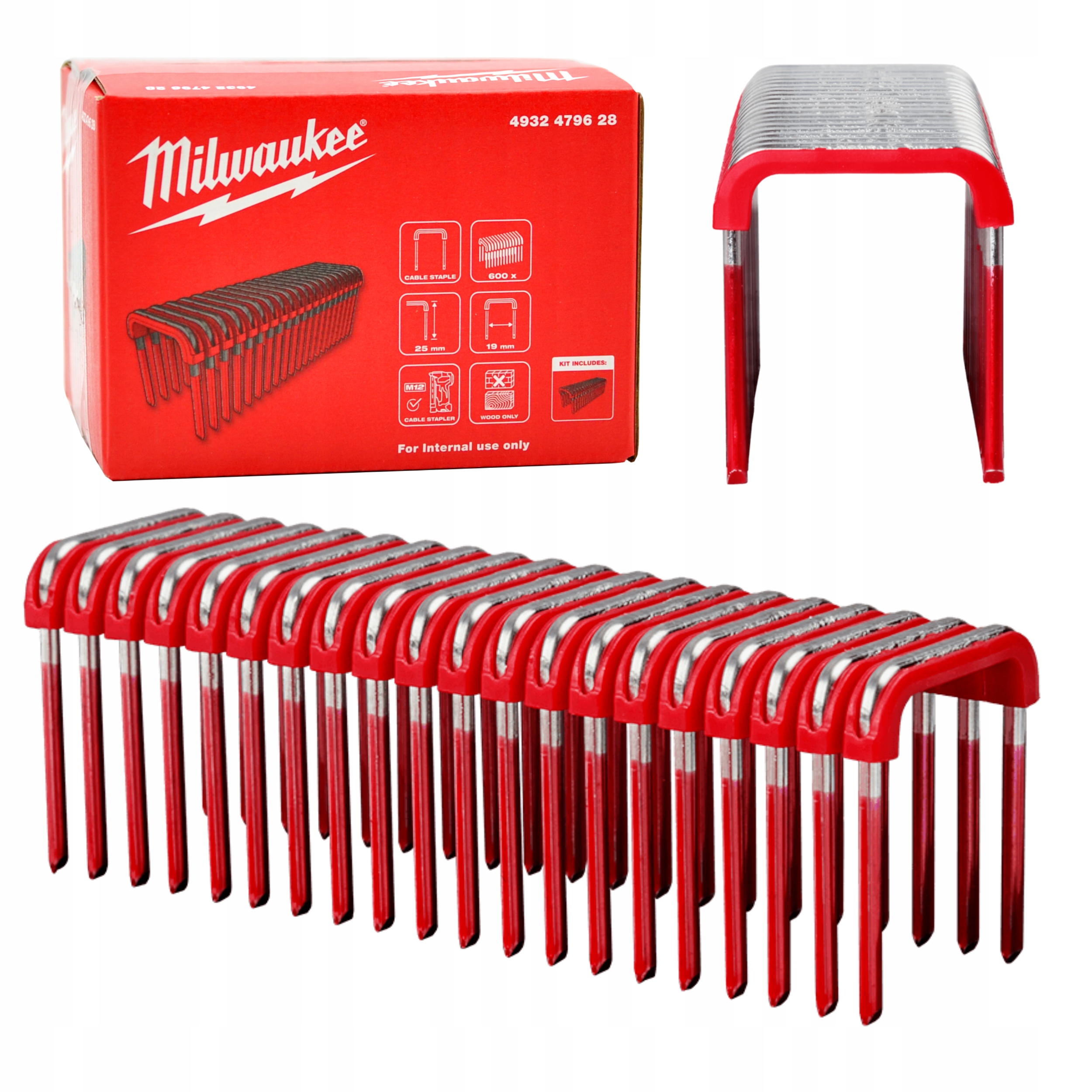 Zszywki Do Kabli Przewodów 25MM M12BCST Zestaw Zszywek 600SZT Milwaukee