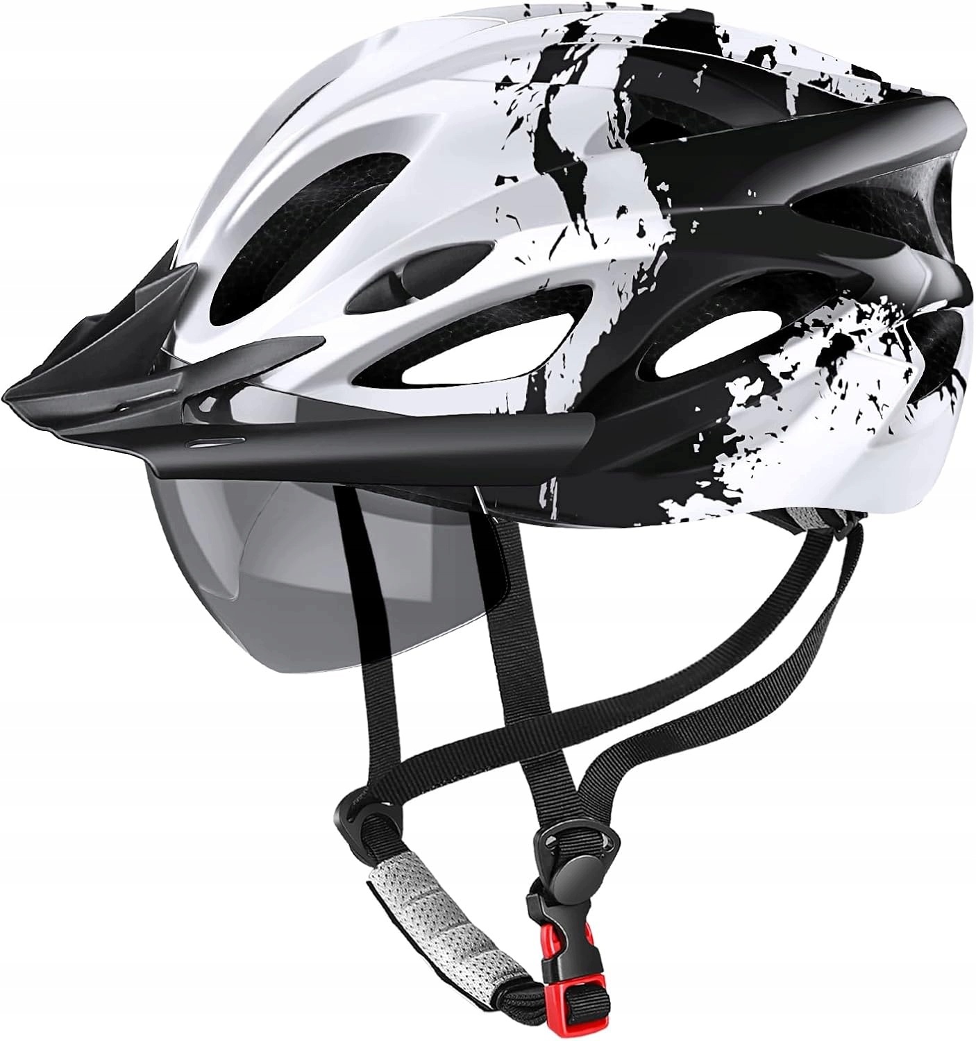 Kask Rowerowy Z Okularami Magnetycznymi I Daszkiem Ładowany Przez Usb