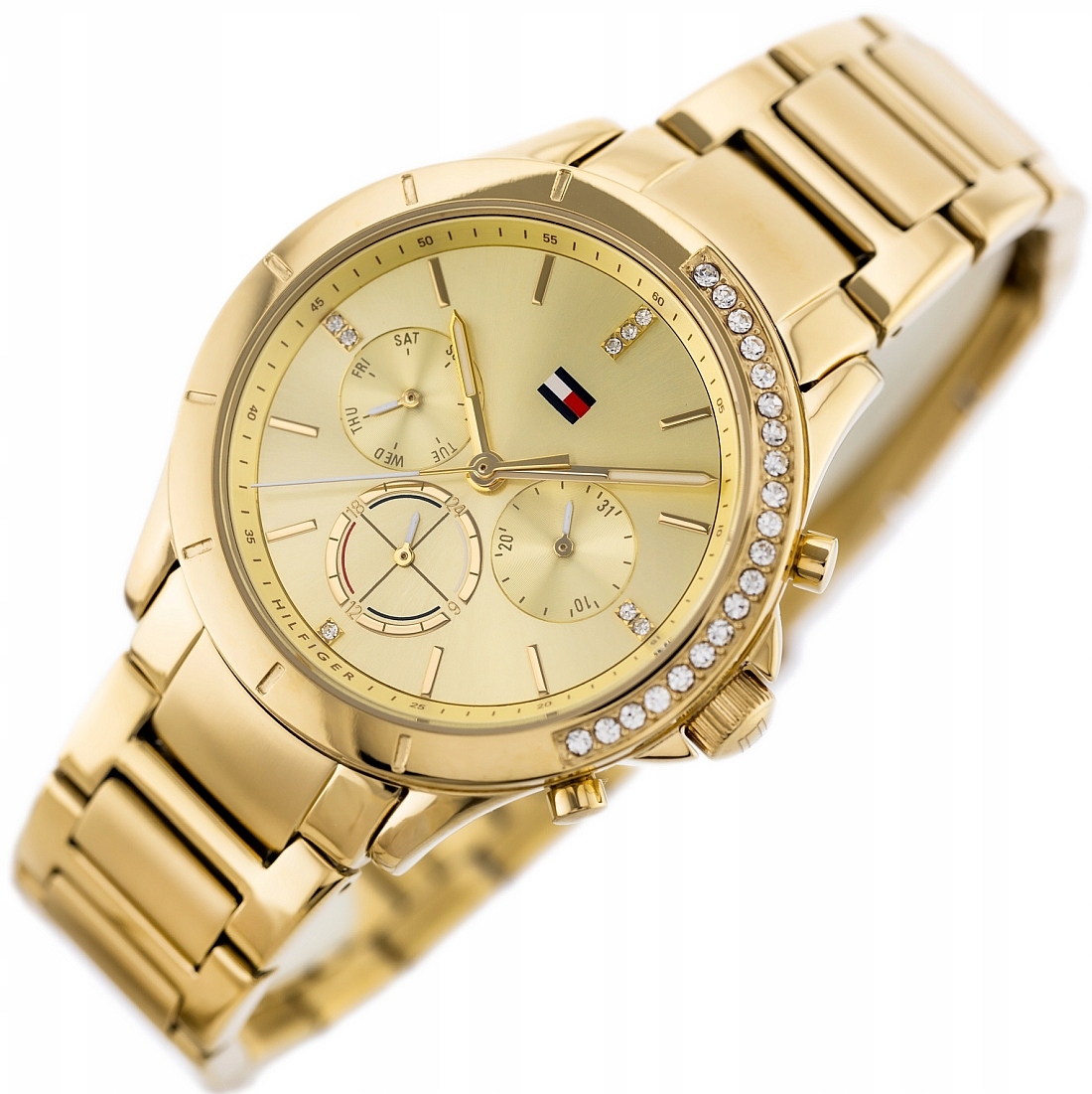 Módní zlaté dámské hodinky Tommy Hilfiger 1782385 Kennedy Křišťály krabička