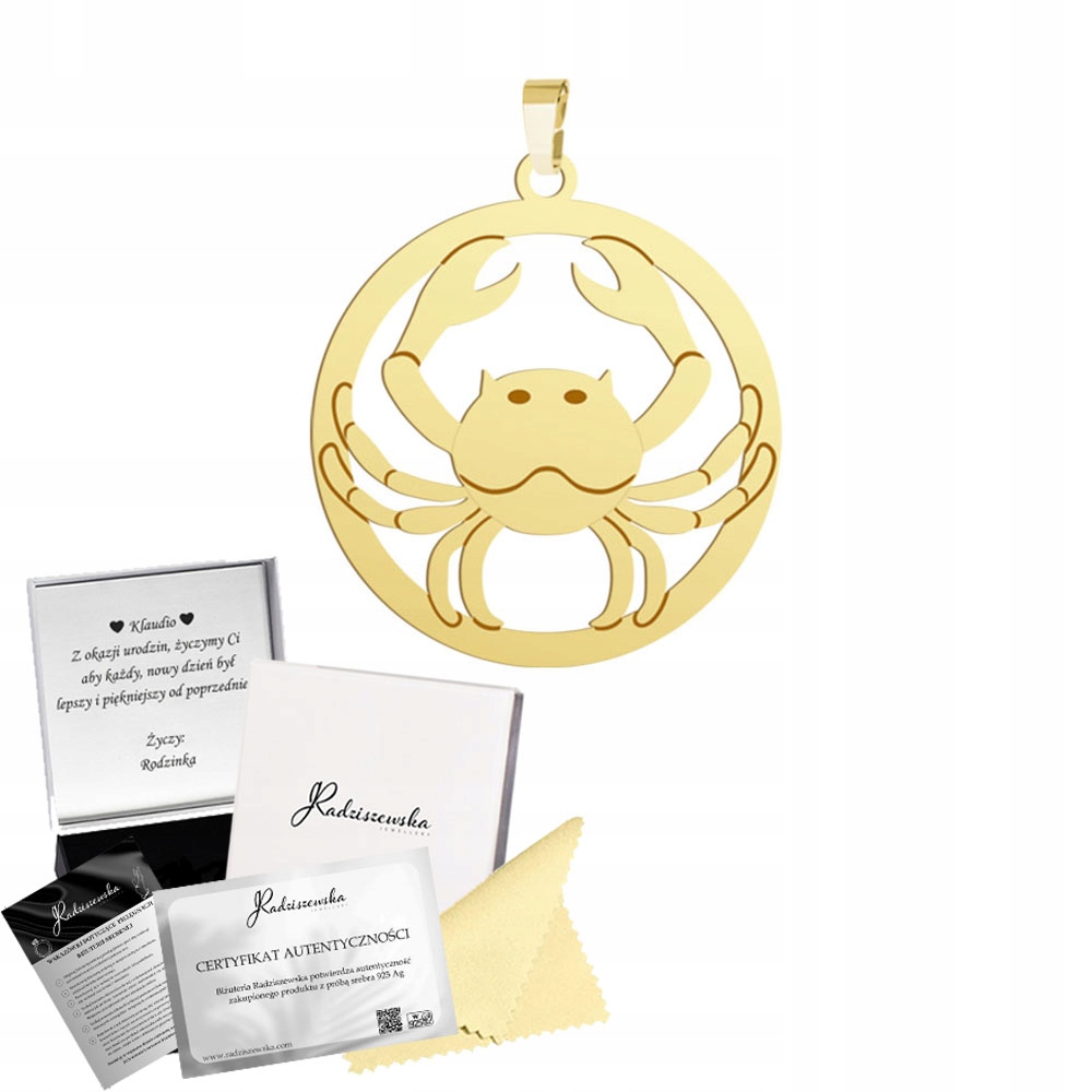Zlatý přívěsek znamení zvěrokruhu rak Stříbro 925 Dárek Věnování Bonus