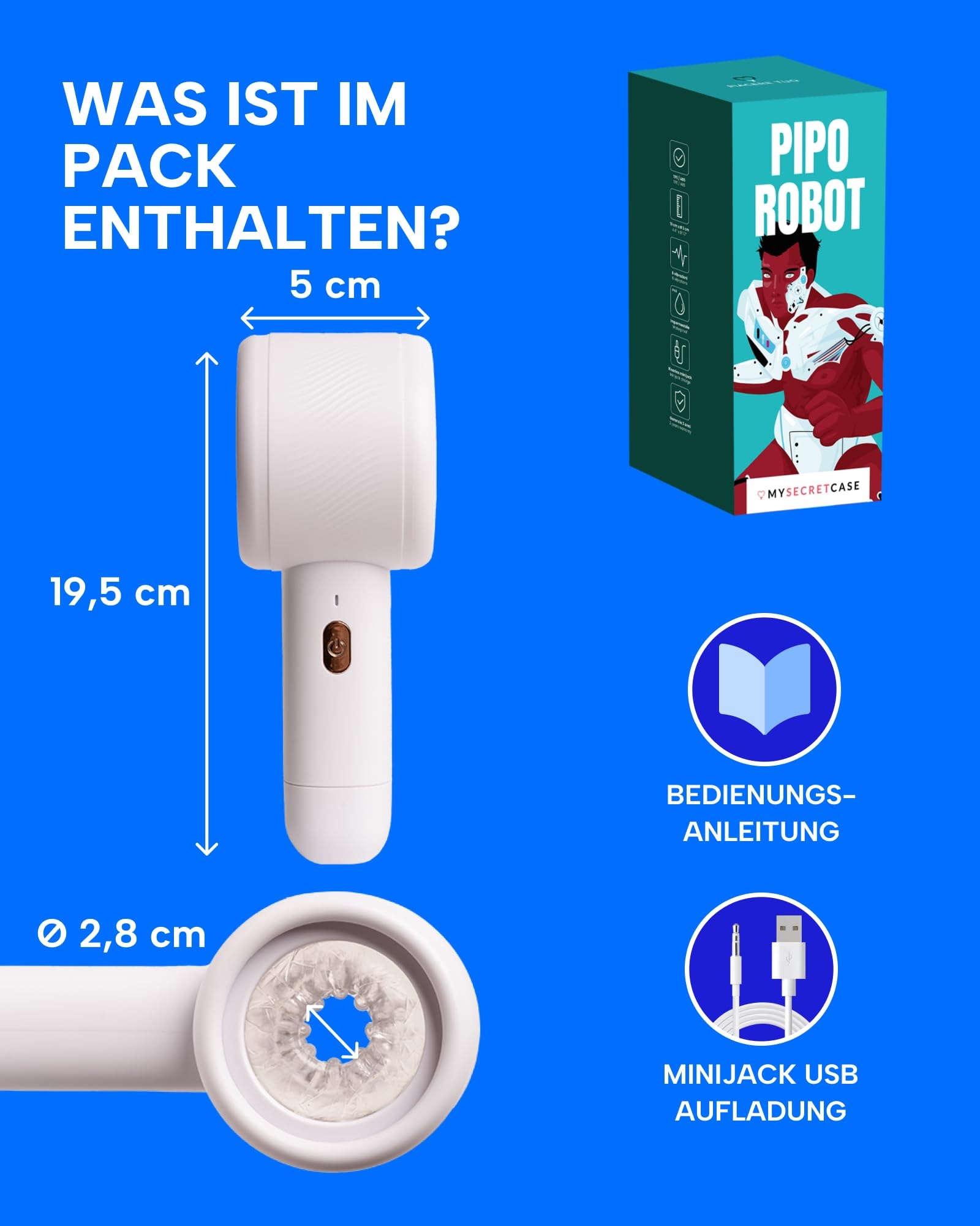MYSECRETCASE Masturbator Dla Mężczyzn Elektryczny 6 Trybów Stymulacji USB — miniatura 5