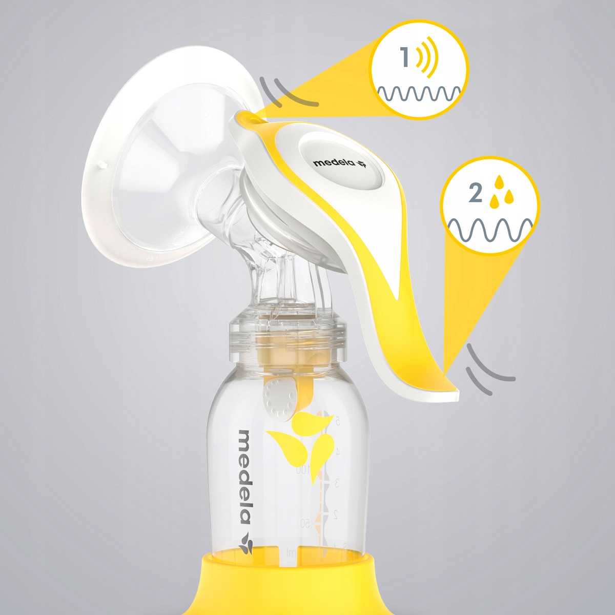 MEDELA HARMONY FLEX LAKTATOR RĘCZNY DWUFAZOWY Kolor odcienie żółtego i złota