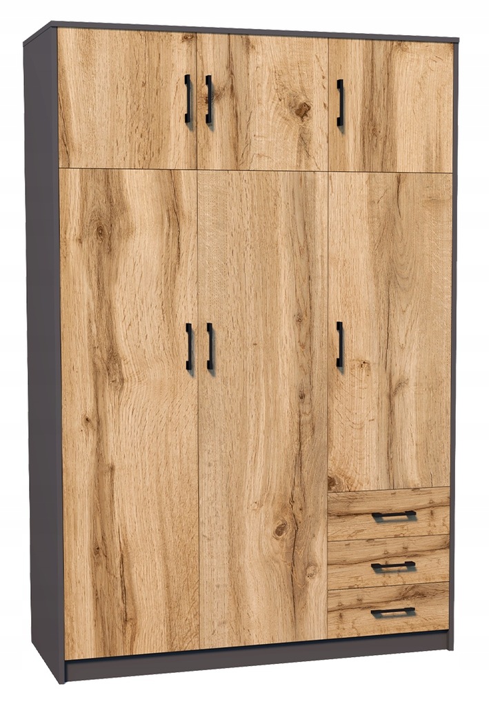 Skriňa 6D3S Grafit-wotan 127 cm komoda, regál Rob