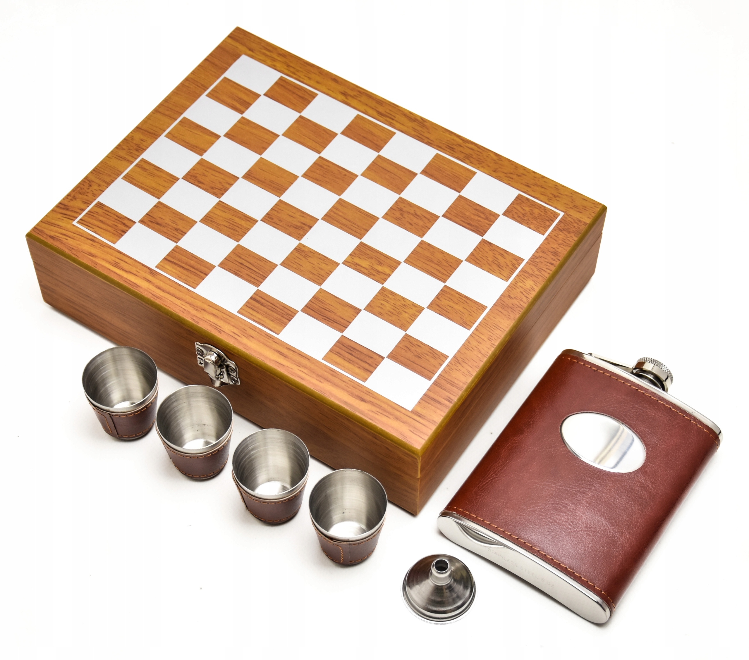 Placatka Šachy Dárek 4 Skleničky Trychtýř Gravírování