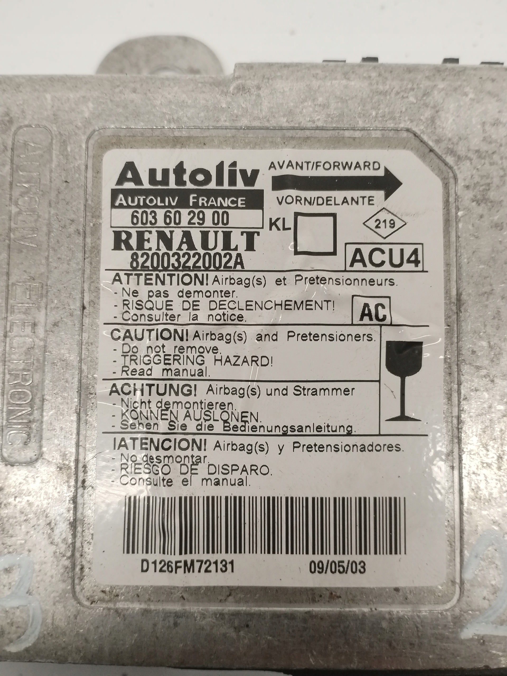 module sensor airbag Renault Megane II 2 8200322002A