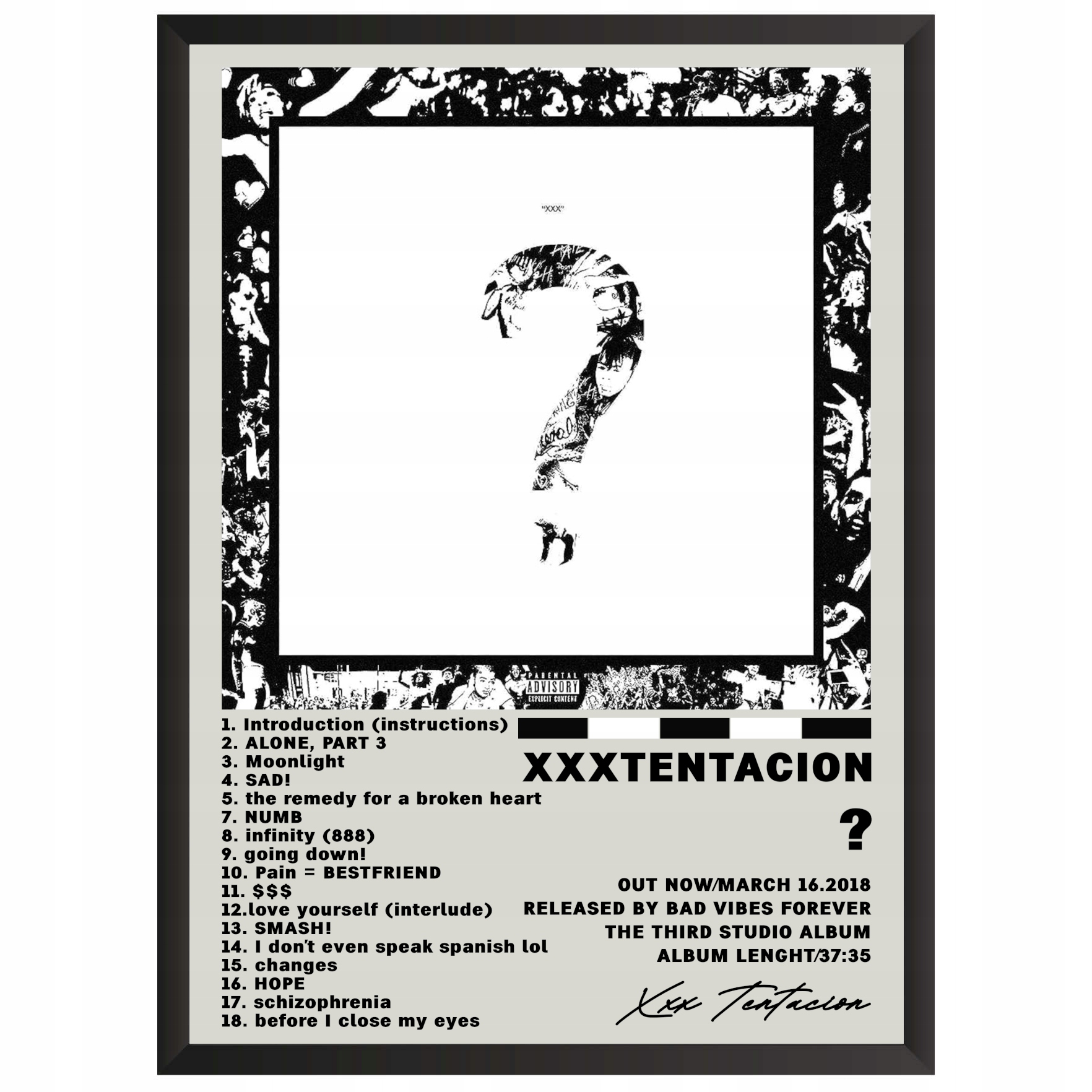 XXXTENTACION ? Plakat Obraz z albumem w ramce Prezent