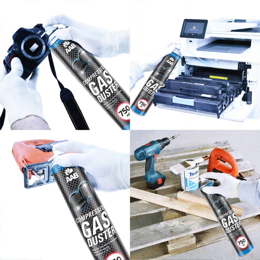 4x AAB COOLING SPRĘŻONE POWIETRZE 750ml + 8x RURKA Model AABCOOLING Gas Duster 4x750