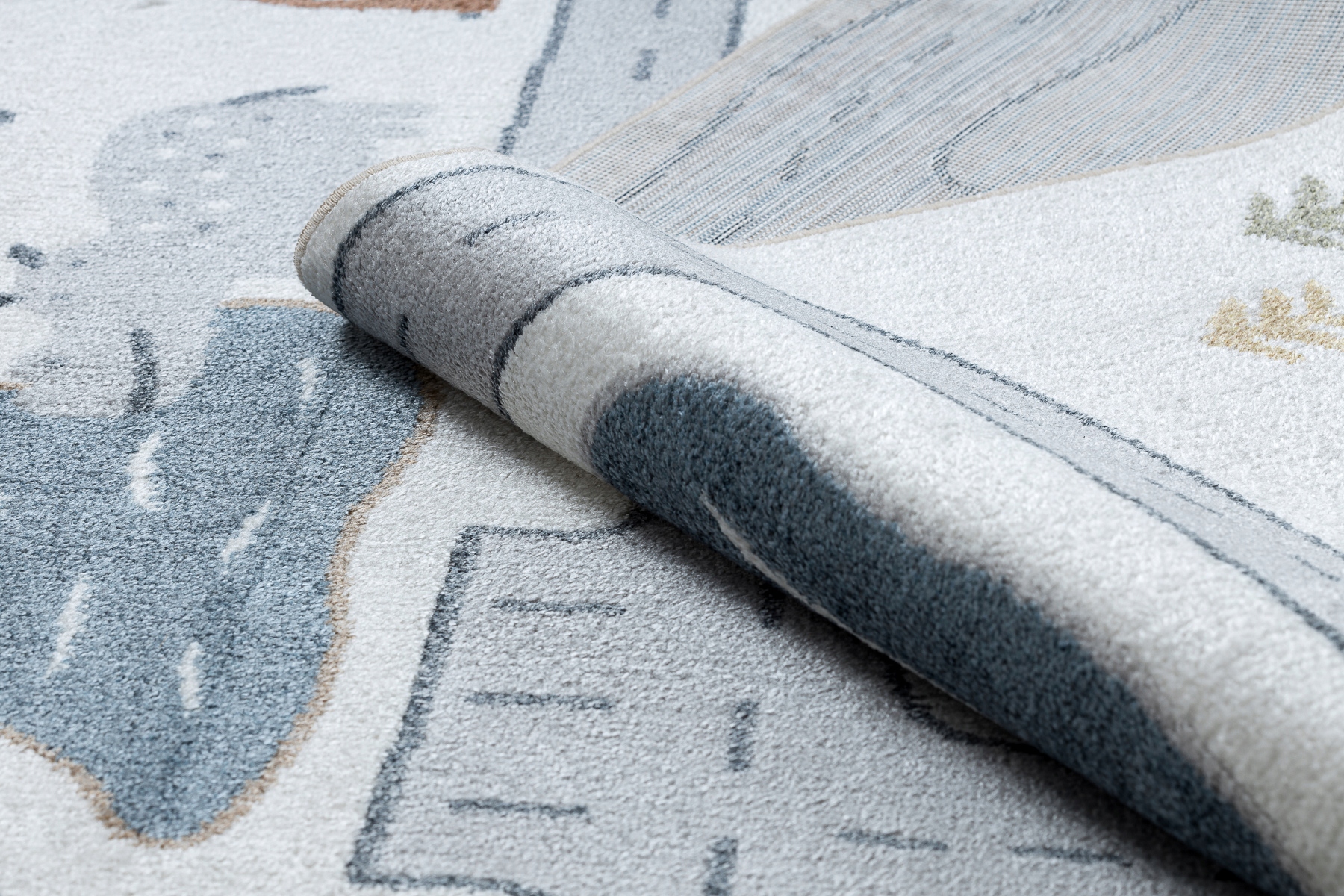 Dywan DZIECIĘCY DO PRANIA MIĘKKI Ulica AUTA zwierzęta kremowy 140x190 cm Gramatura 1.1 kg/m²