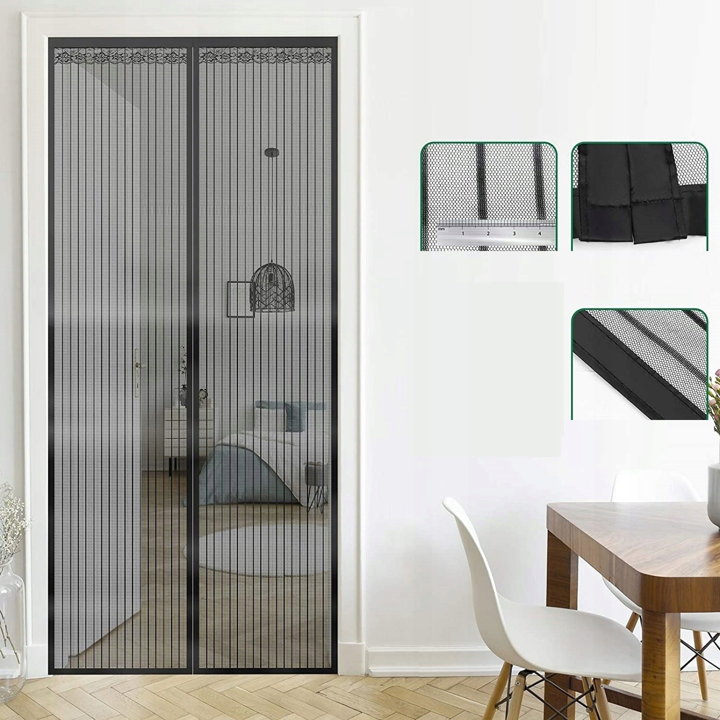 MOSKITIERA NA DRZWI BALKONOWE DRZWIOWA MAGNETYCZNA Z MAGNESEM MOCNA 220X100 Maks. szerokość 100 cm