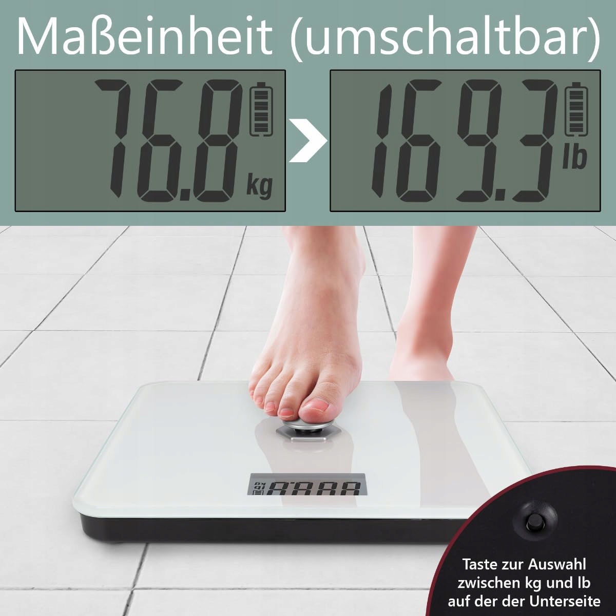 PROFICARE Waga Osobowa Bez Baterii Z Zakresem 5kg-180kg LCD Wyświetlacz — miniatura 6