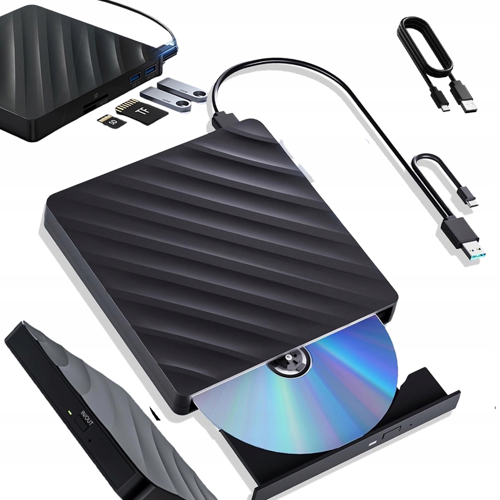 Napęd Zewnętrzny DVD Blu-ray Usb 3.0 Nagrywarka Przenośny Odtwarzacz Sd/tf