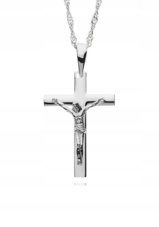 Stříbrný Křížek S Krouceným Řetízkem Singapur 50 cm