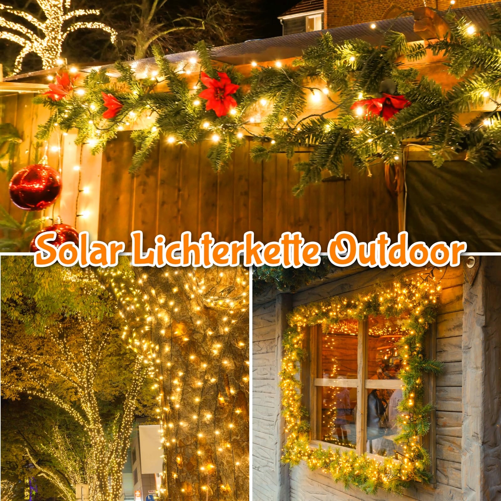 ETOPGO Solarne Lampki Girlanda Świetlna Łańcuch Dekoracyjny 12M 120LED IP65 — miniatura 7