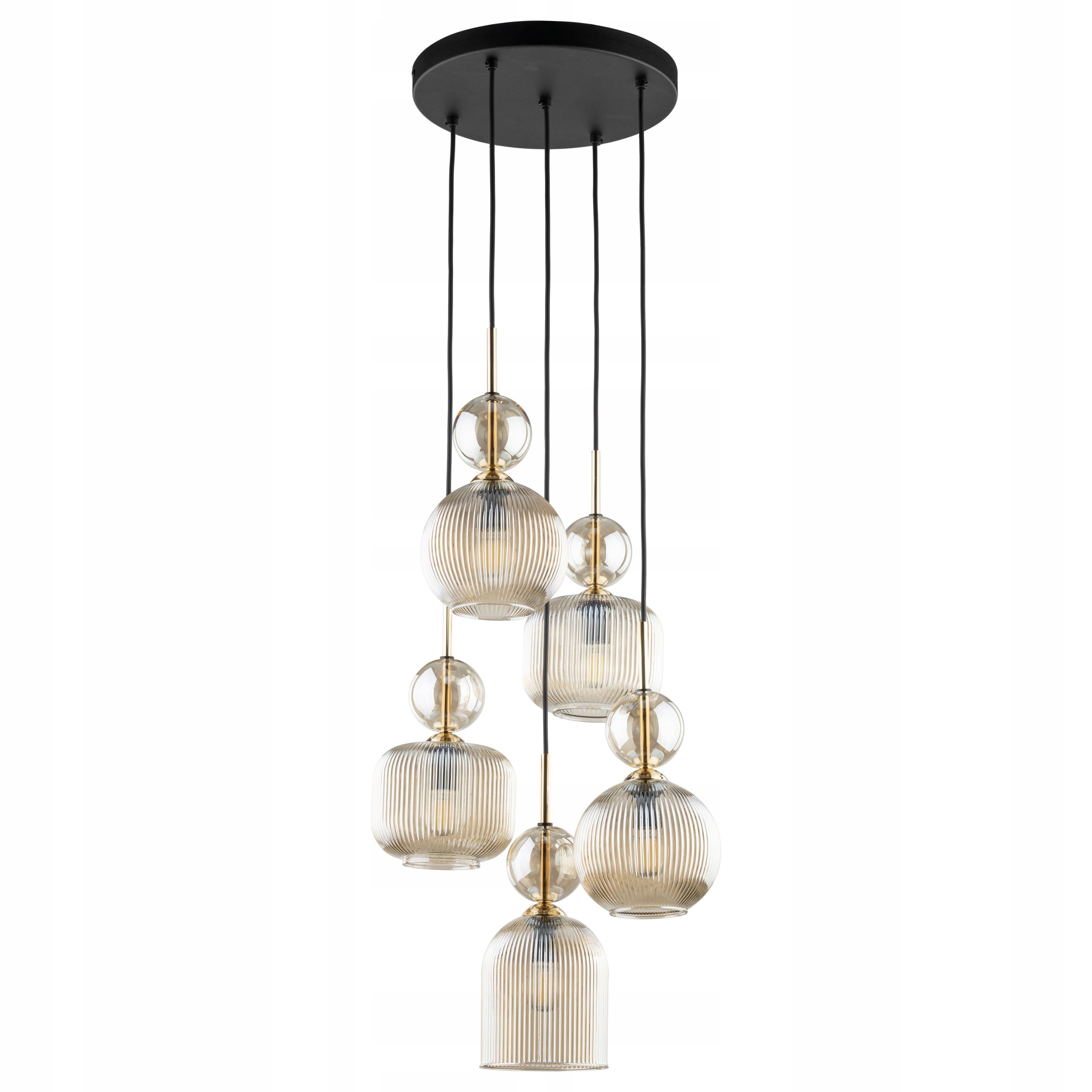 Tk Lighting lampa wisząca do salonu, styl glamour, szklane klosze