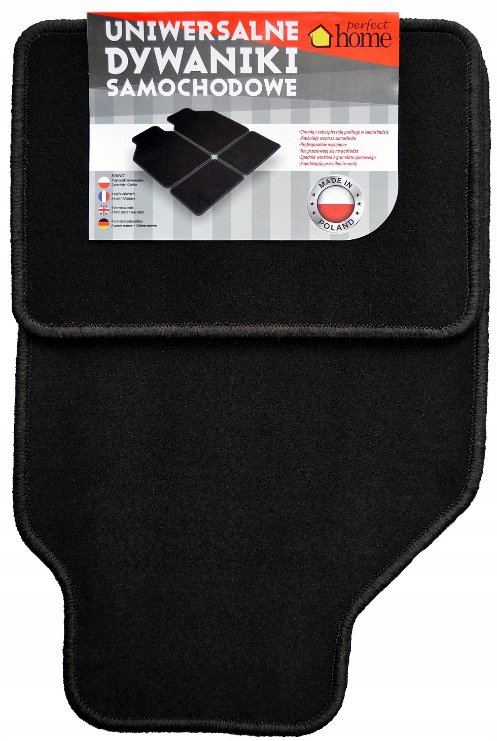 Komplet uniwersalnych dywaników samochodowych 4 szt. obszywany — 4