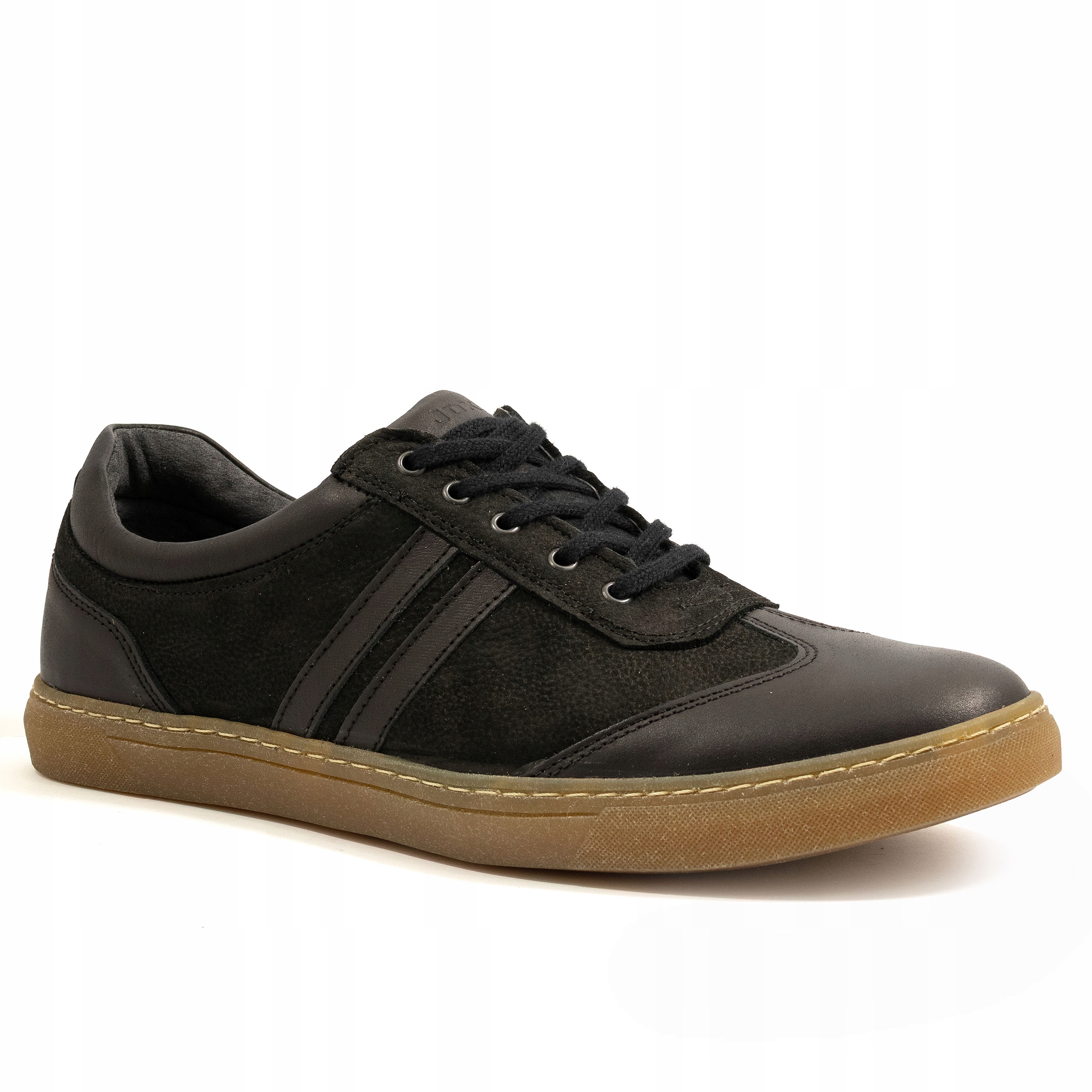 Pánské kožené černé polobotky casual polské pohodlné joker 906 czj 42