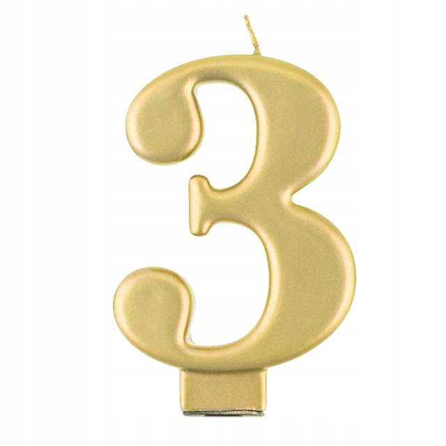 

Świeczka cyferka 3 złota Urodzinowa na tort