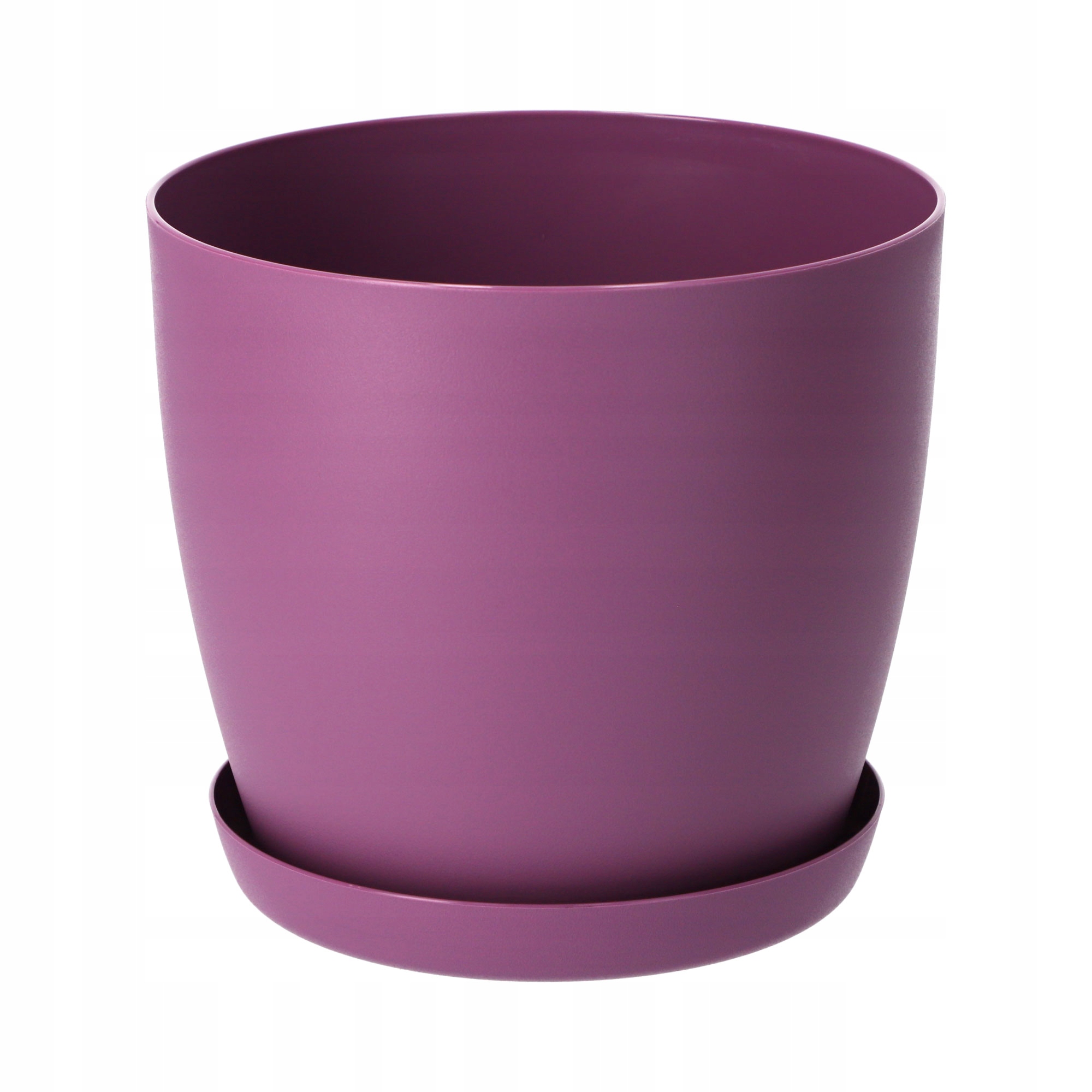 DONICZKA OSŁONKA DONICA 16cm NA KWIATY MATOWA FIOLET PLASTIKOWA PODSTAWKA