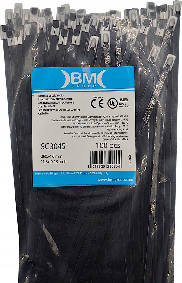 OPASKI METALOWE STALOWE POWLEKANE 290x4,6 MM 100SZ Długość (mm) 0