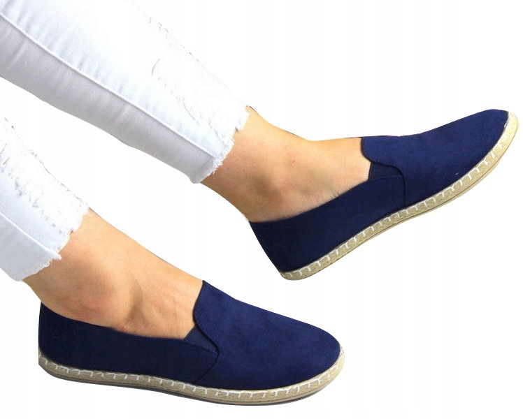

Miękkie Wygodne Tenisówki Espadryle Gumki Navy 40