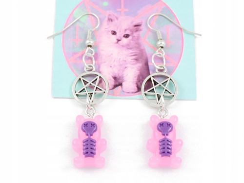 kolczyki GUMIŚKI różowe pentagramy żelki pastel