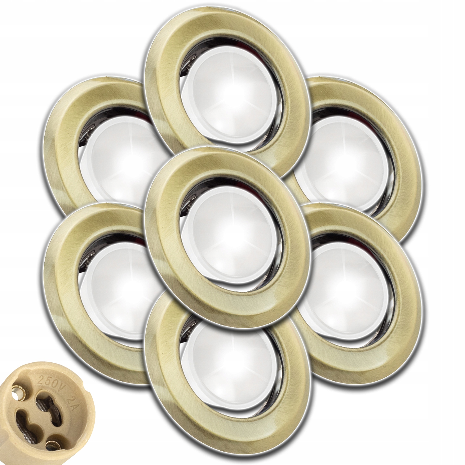 7x Stropní Svítidlo Očko Halogen S Žárovkou 1,5W Neutrální Hotový Set