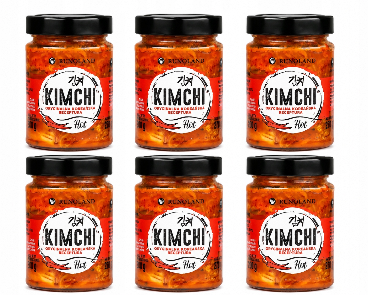 x6 Kimchi 270ml Koreańska Kapusta Kiszona Pikantna do Sushi Ramen Bowl