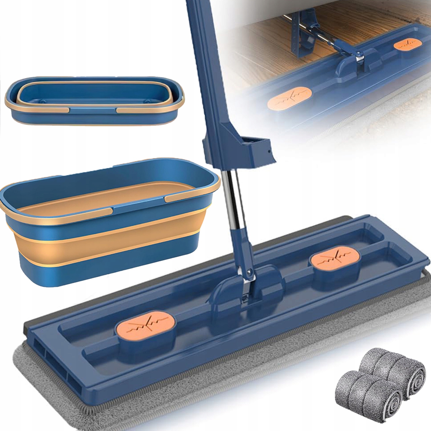 Chłonny Mop Z Wyciskaczem Płaski Obrotowy 360 Samowyciskający+wiaderko