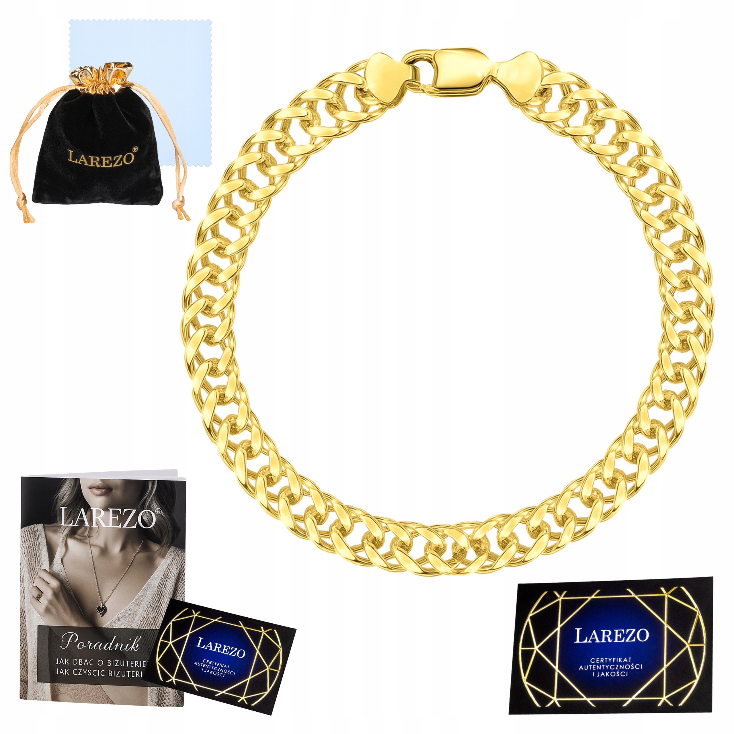 Zlatý náramek pro muže Rombo s dvojitou pancířkou, plný, silný, silný, 4,5 mm