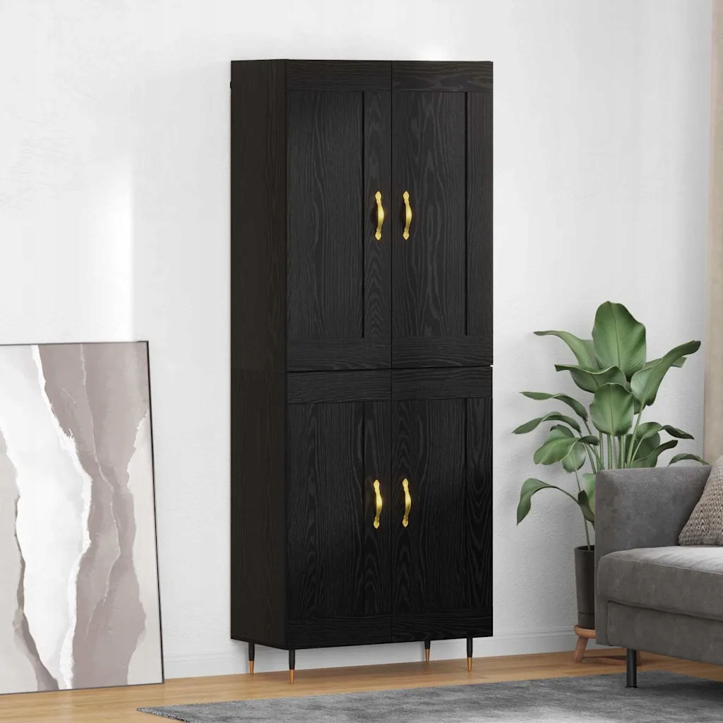 vidaXL Vysoký bufet Černý dub 69,5 x 34 x 90 cm kompozitní dřevo