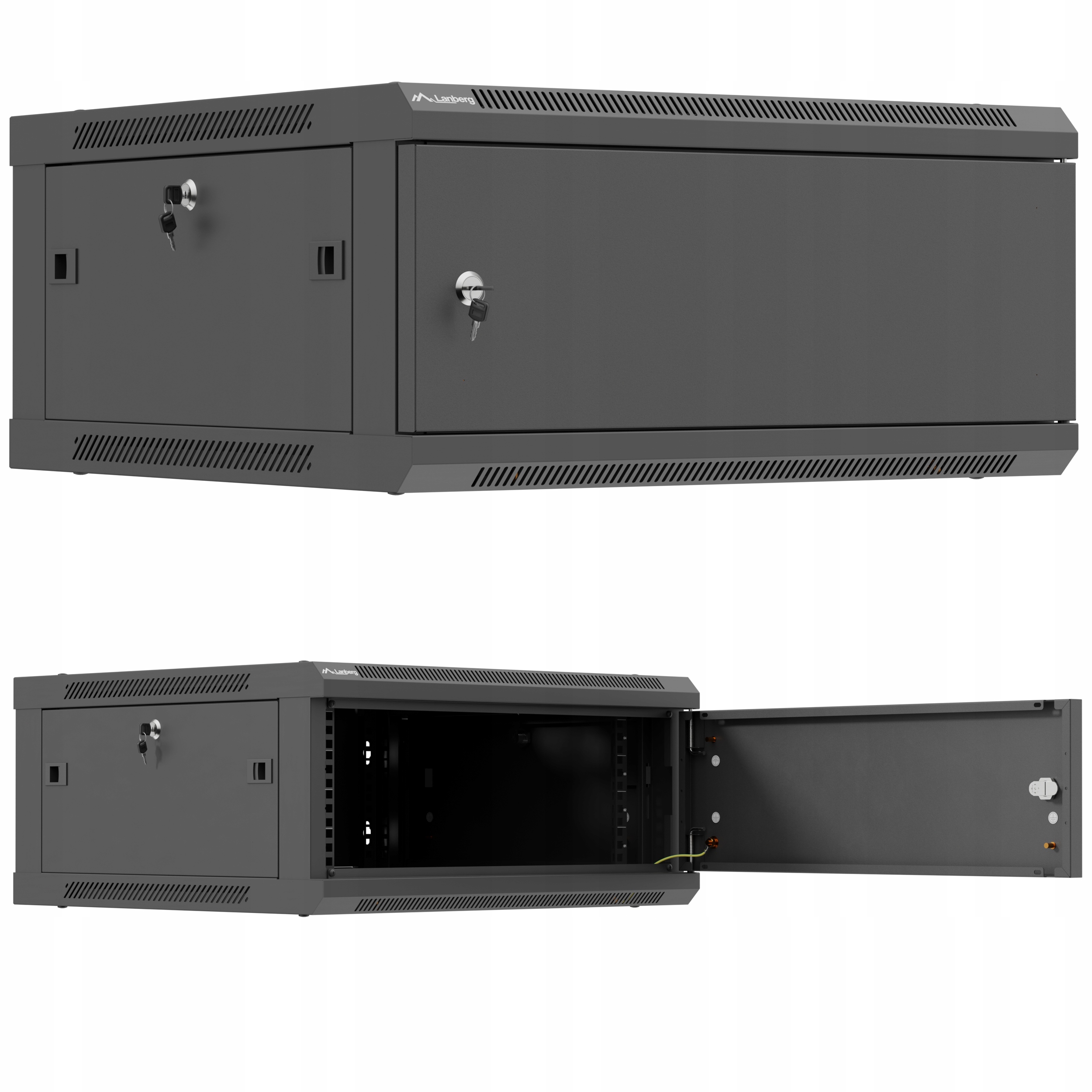 Szafa Rack 19 wisząca 4U 600X600 Lanberg szara drzwi metalowe flat pack