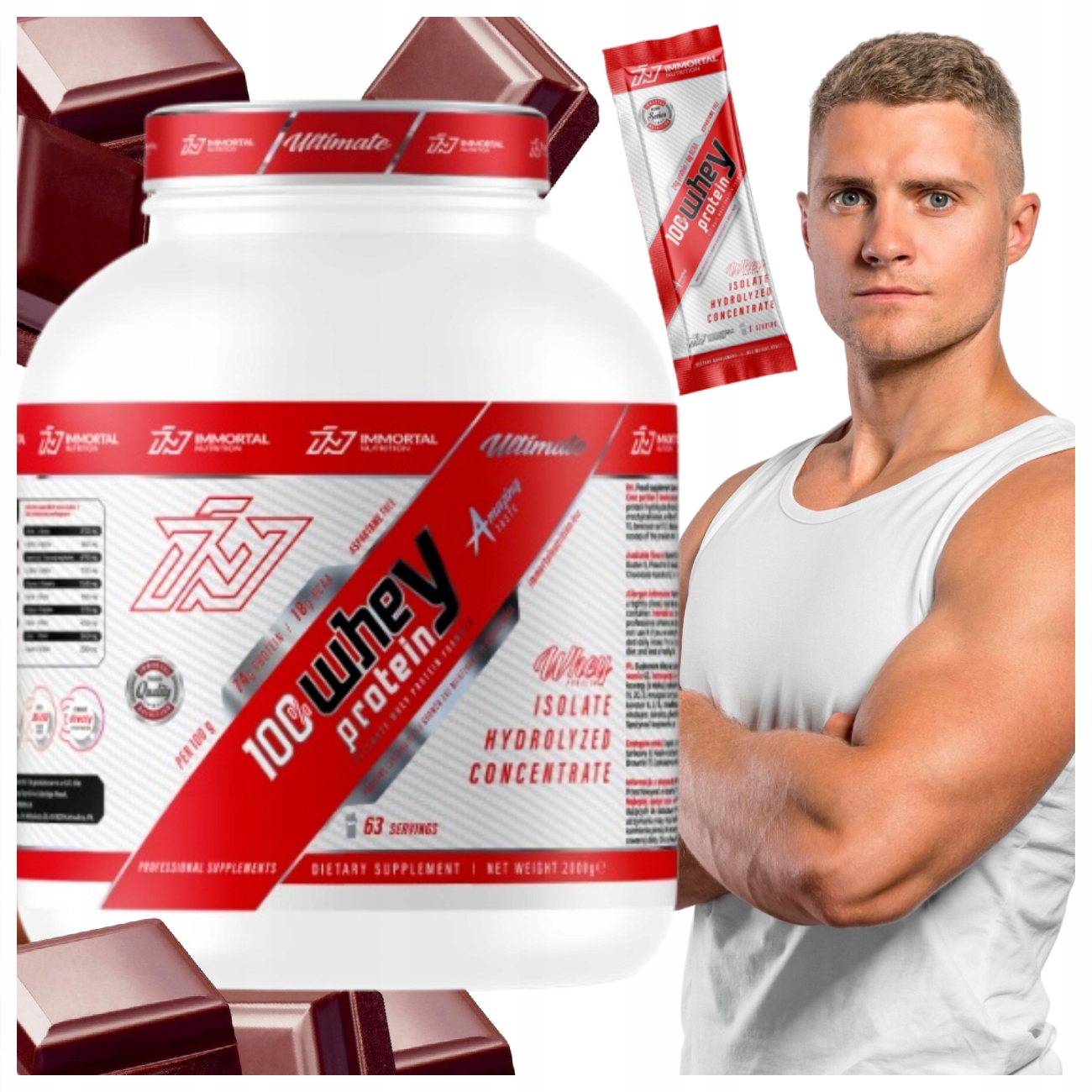 Syrovátkový Protein Immortal Whey Protein 2000 G Čokoláda Wpi Wpc Wph
