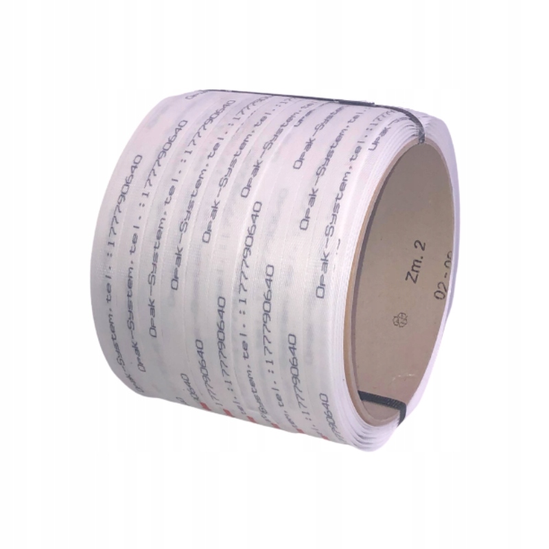 Taśma PP z nadrukiem 19x0,9mm x 1200m biała 60x