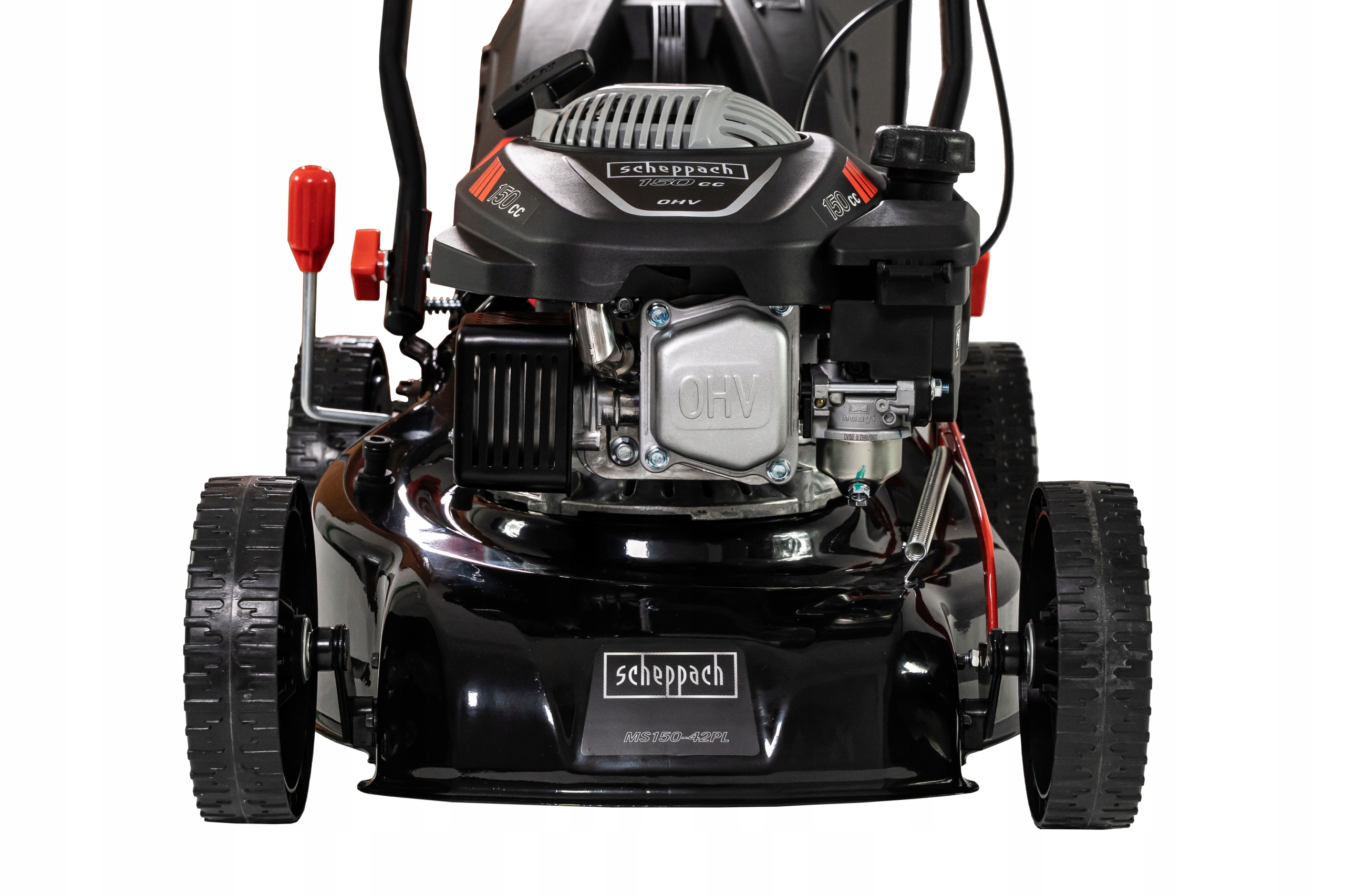 Mocna Kosiarka Spalinowa z Napędem 42 cm 150 cm OLEJ Kosiarkowy + 2 Noże Pojemność kosza 45 l