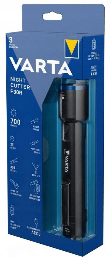 Latarka Ledowa Akumulatorowa Varta Aluminium Night Cutter F30R 18901