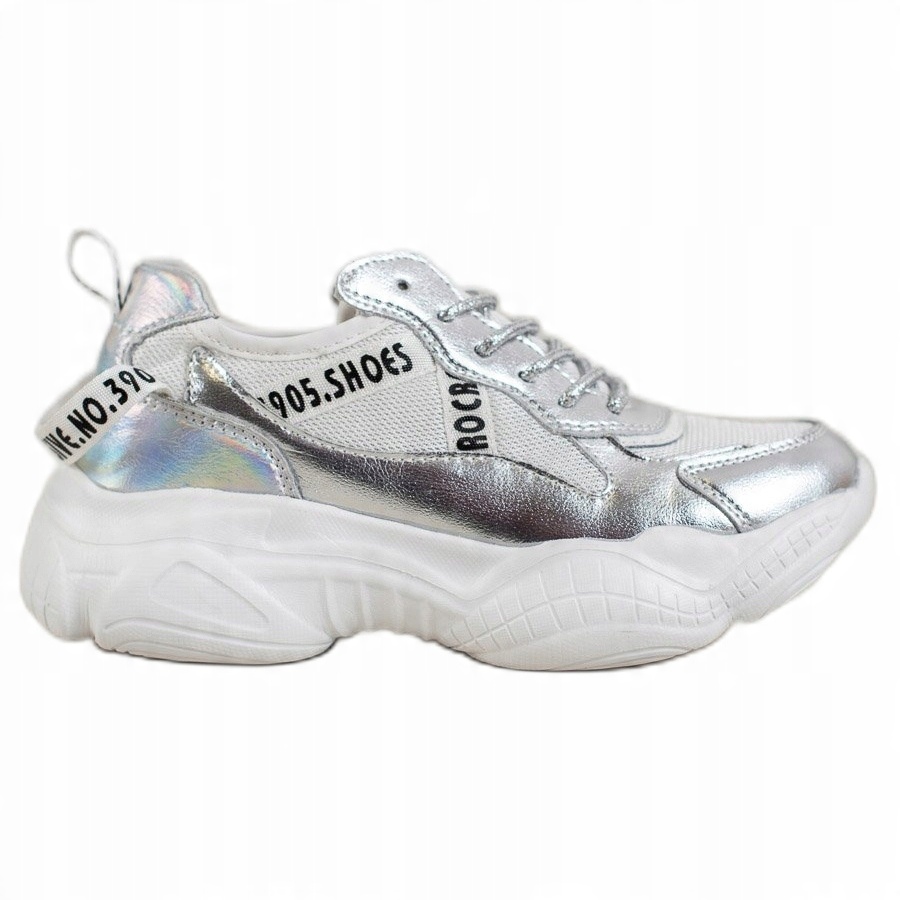 

Srebrne Sneakersy Ze Skóry r.39
