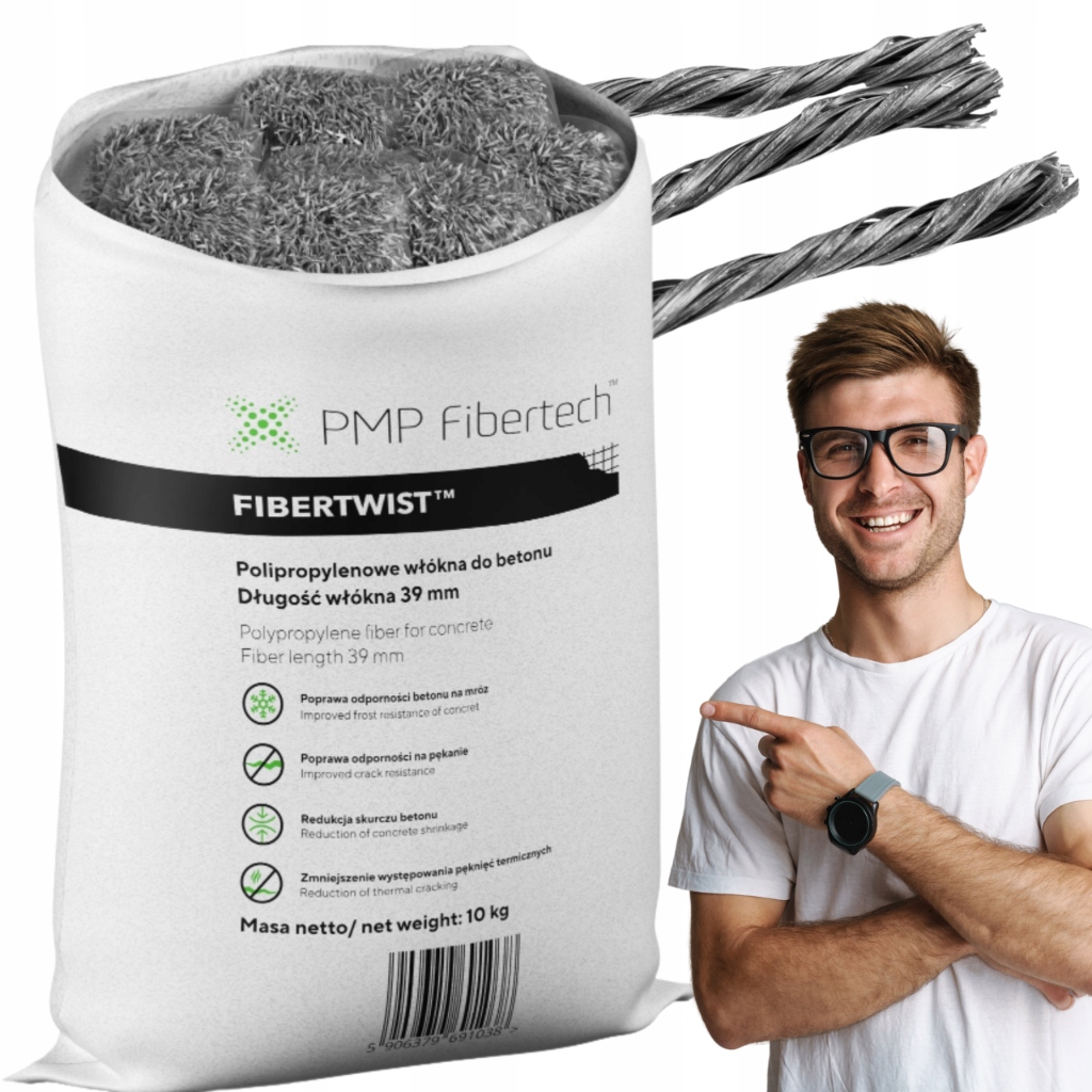 Polymerová vlákna pro betonu Fibertwist 54 mm, polypropylenová, 10 kg