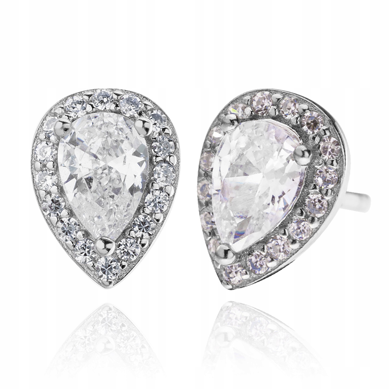 

Srebrne Łezki Z Cyrkoniami Kolczyki Na Sztyfcie