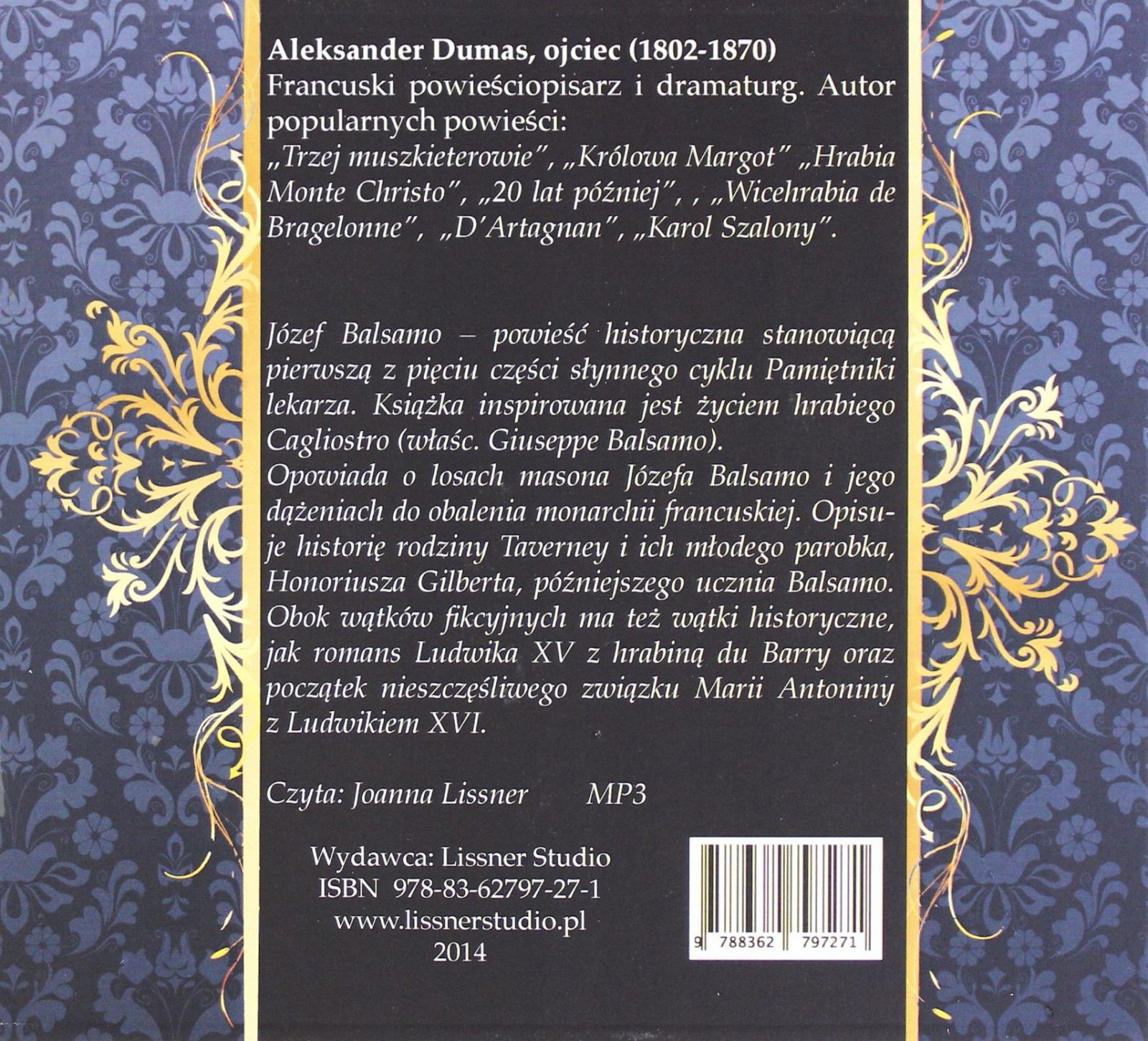 JÓZEF BALSAMO TOM II - ALEKSANDER DUMAS [AUDIOBOOK][CD-MP3] Stan opakowania oryginalne