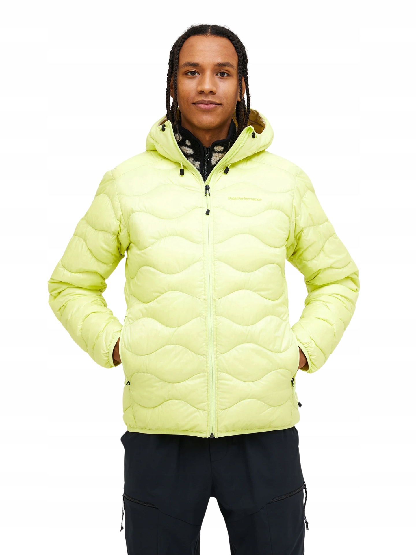 Pánská péřová bunda Peak Performance Helium Down Hood Jacket žlutá L