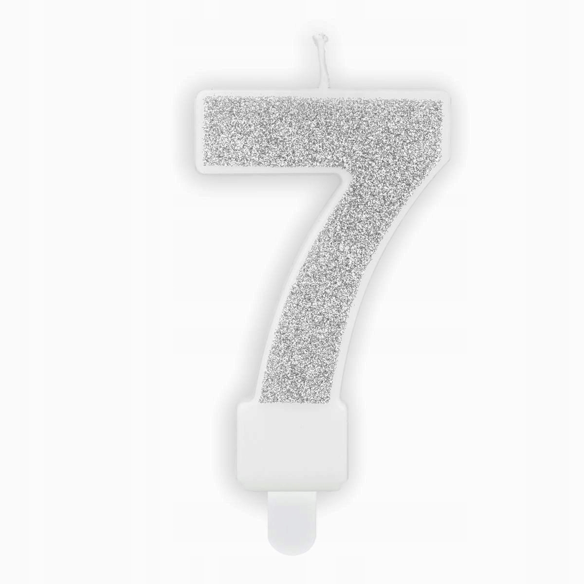 

Świeczka urodzinowa tort Cyferka 7 srebrna 7cm