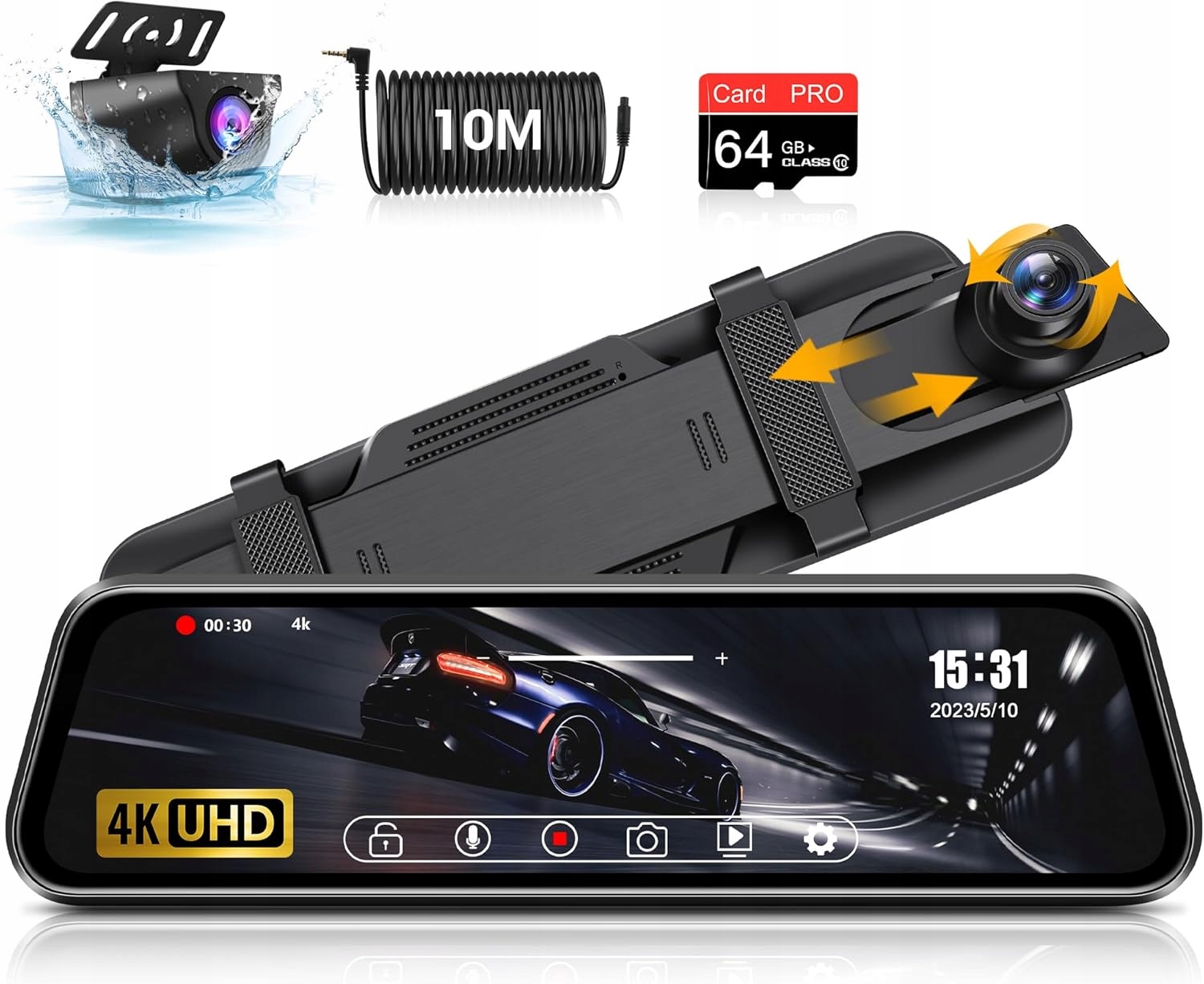 Videorekordér Jansite Autokamera Na Zrkadlo 10 Palcov Sd Karta