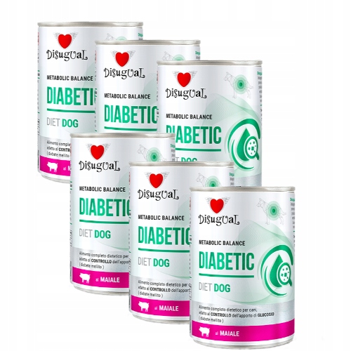 Levně Disugual pro psa Mokrá dieta Diabetic Vepřové maso 6x400g Cukrovka