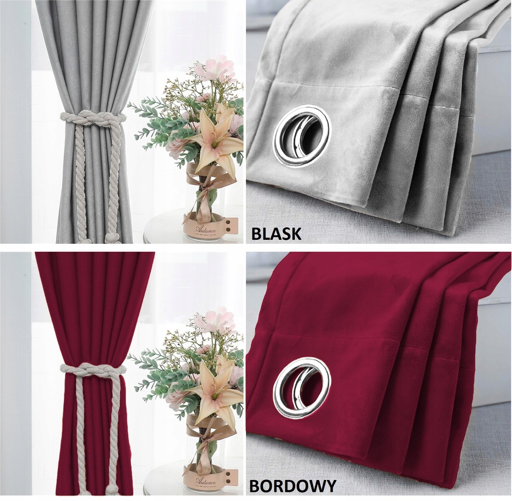 GRUBA ZASŁONA VELVET 140x260 WELWET WELU PRZELOTKI Wzór gładki